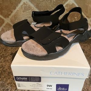 Ortholite black sandals size 9w super light NEW